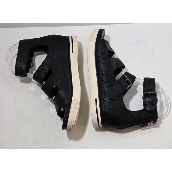Eileen Fisher Gladiator Sandals Shoes 7.5 Strappy Leather Black $225 - Picture 5 of 10
